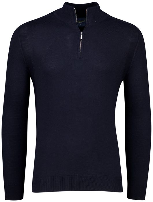 Cavallaro trui met rits kraag navy wol