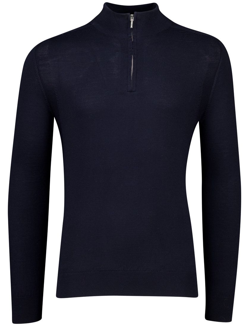 Cavallaro luxe basic trui met opstaande kraag navy