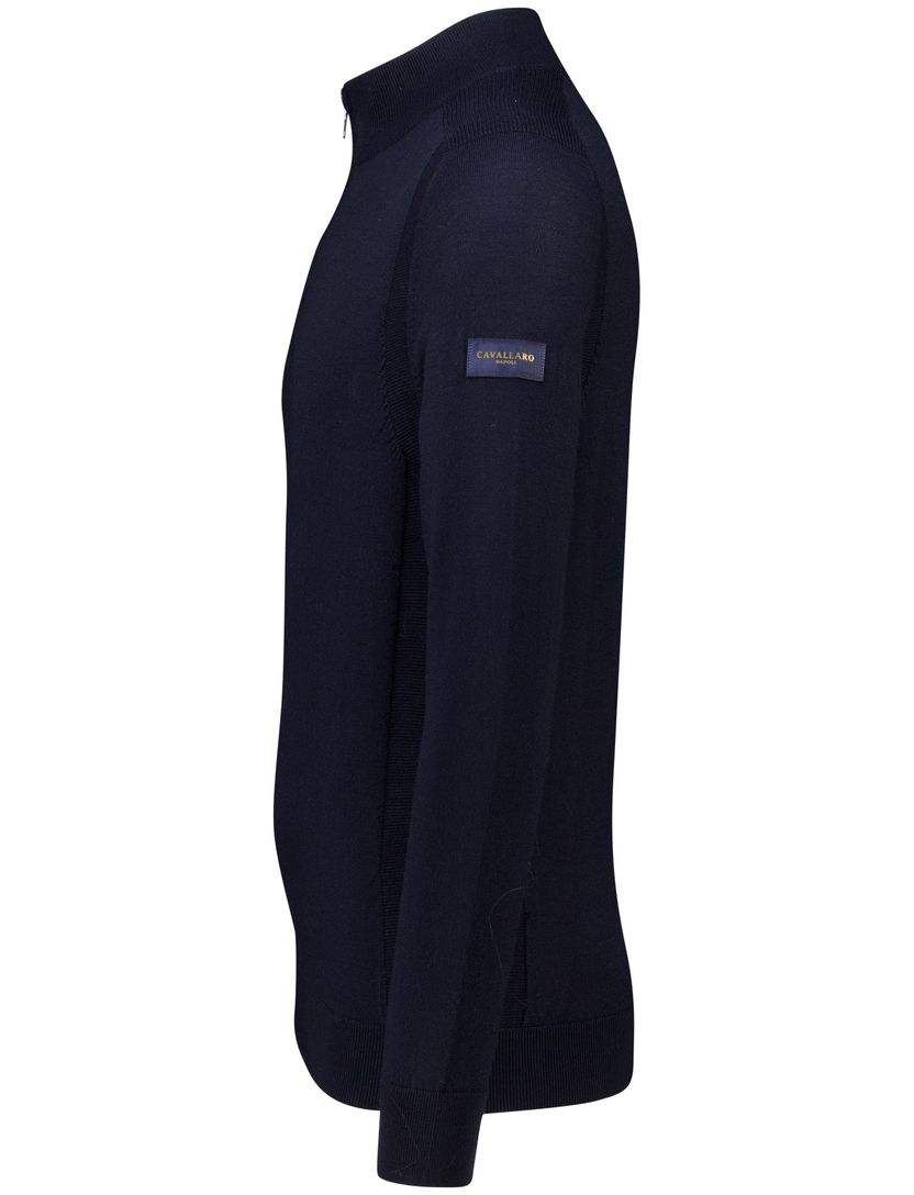 Cavallaro luxe basic trui met opstaande kraag navy