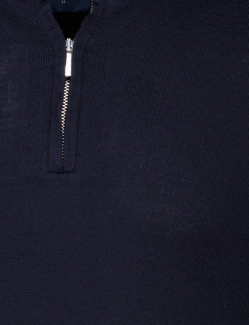 Cavallaro luxe basic trui met opstaande kraag navy