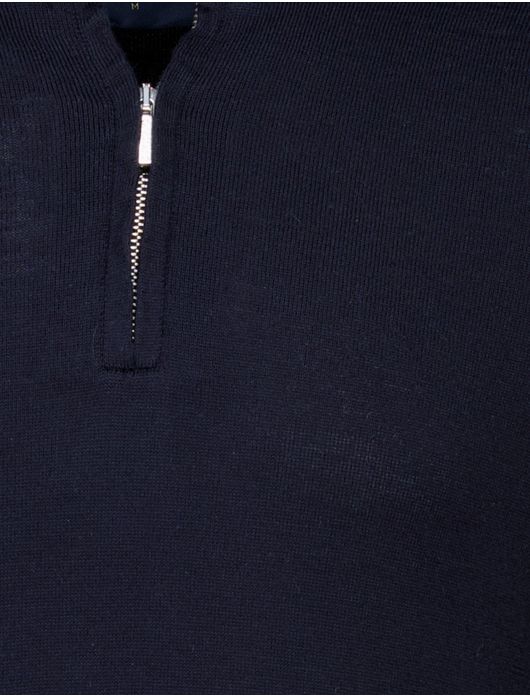 Cavallaro trui met rits kraag navy wol