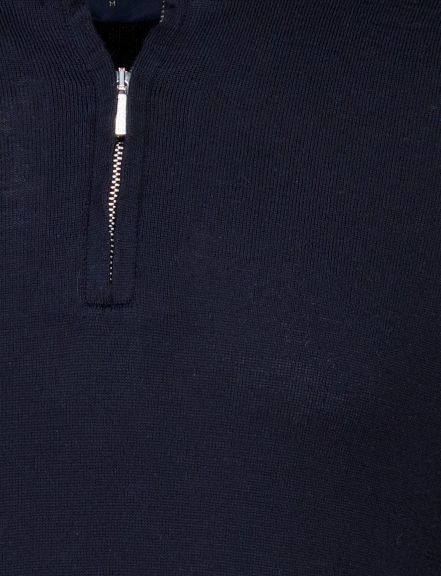 Cavallaro trui met rits kraag navy wol