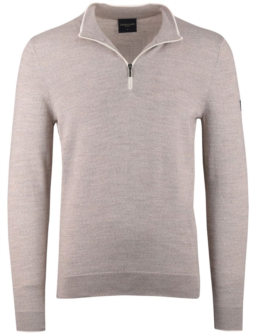 Trui Cavallaro Fontanio half zip beige