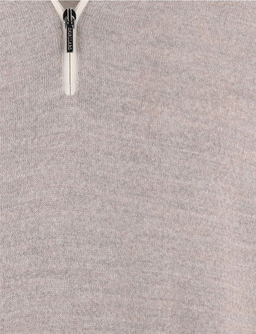 Trui Cavallaro Fontanio half zip beige