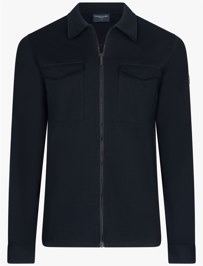 Overshirt donkerblauw Zerino Cavallaro met borstzakken