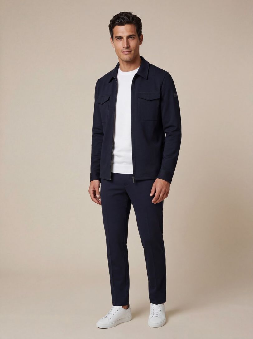 Overshirt donkerblauw Zerino Cavallaro met borstzakken