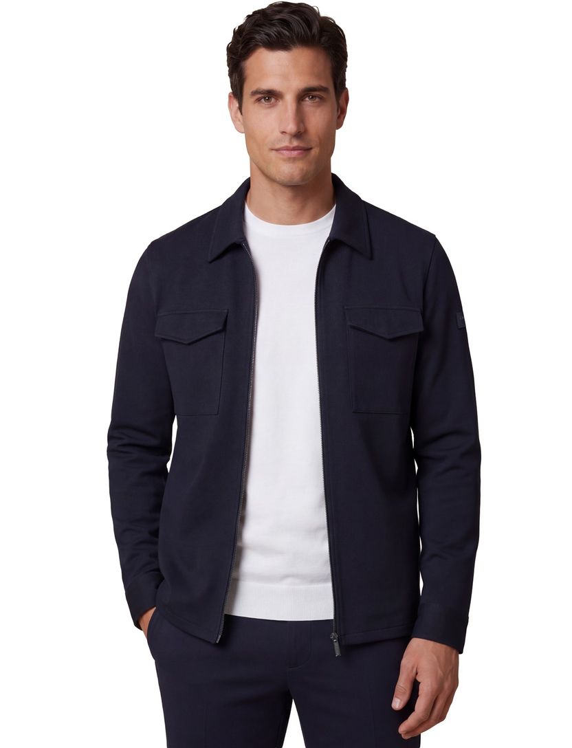Overshirt donkerblauw Zerino Cavallaro met borstzakken