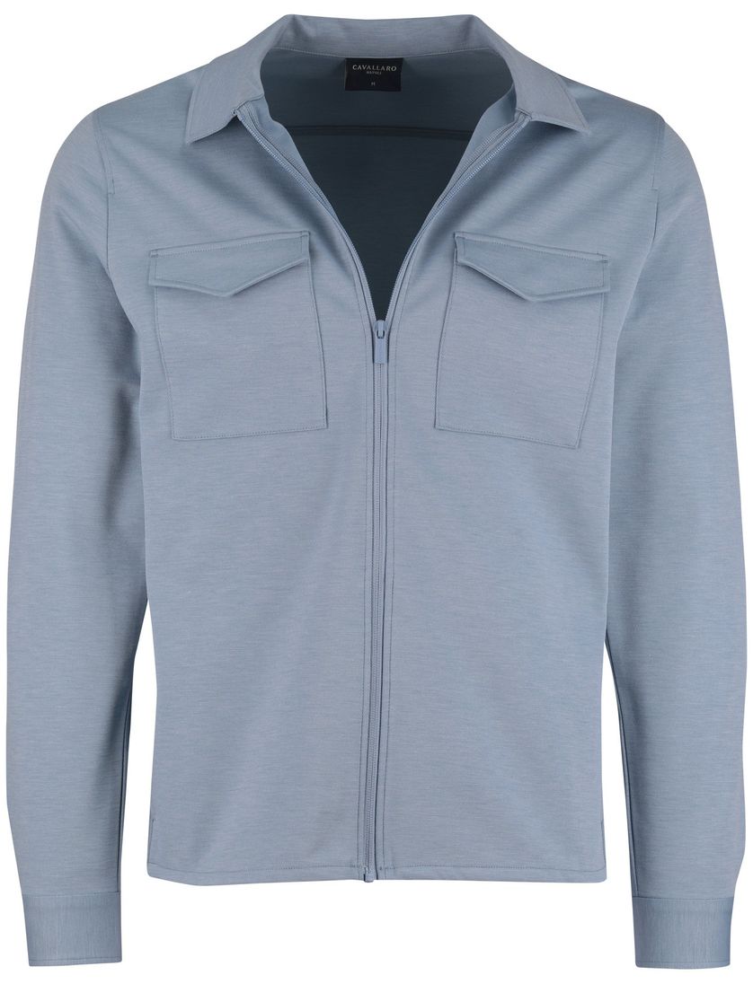 Overshirt Cavallaro lichtblauw borstzakken normale fit