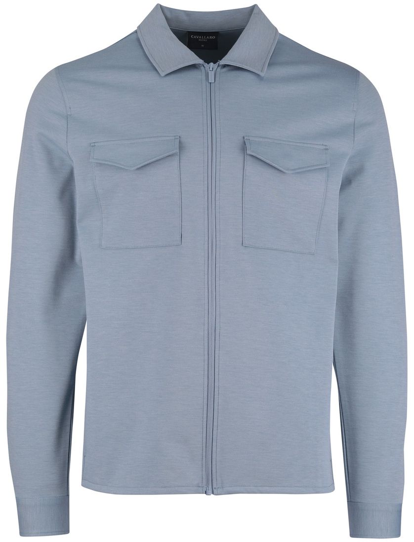 Overshirt Cavallaro lichtblauw borstzakken normale fit