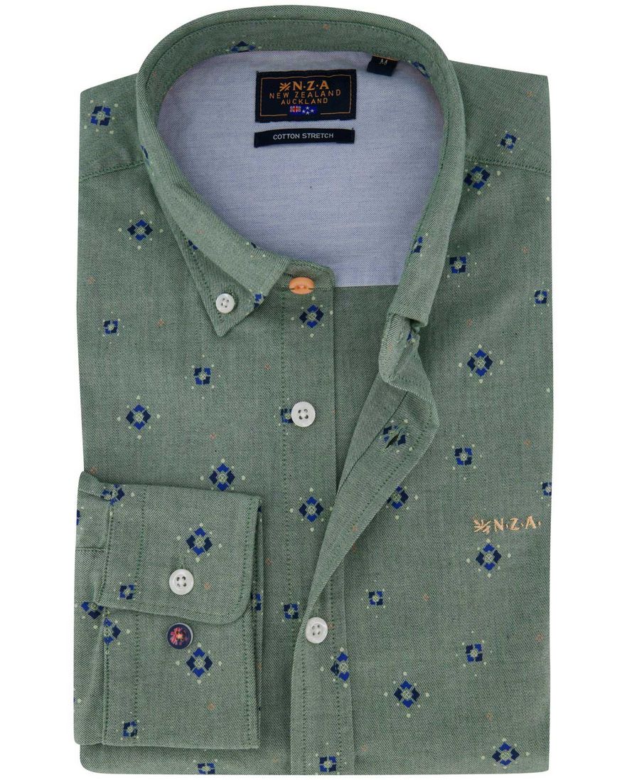 Groen overhemd geprint New Zealand Auckland cotton stretch