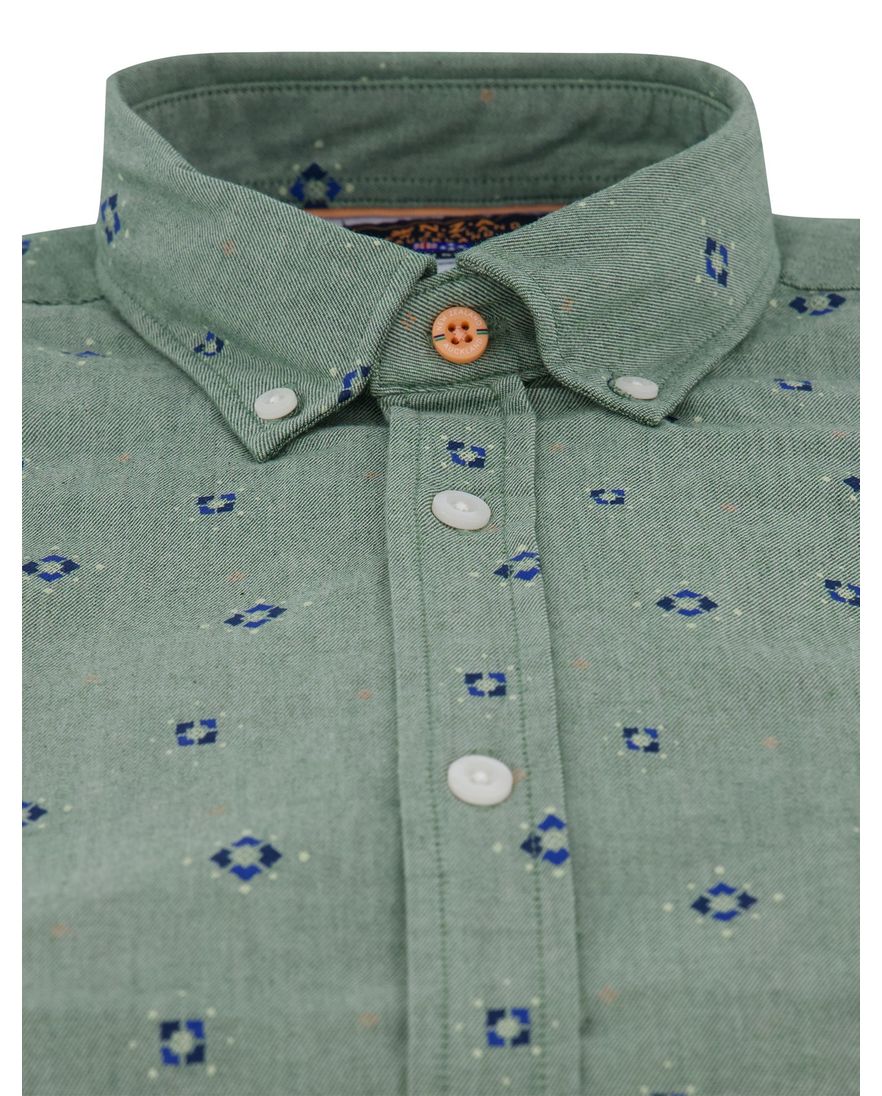 Groen overhemd geprint New Zealand Auckland cotton stretch