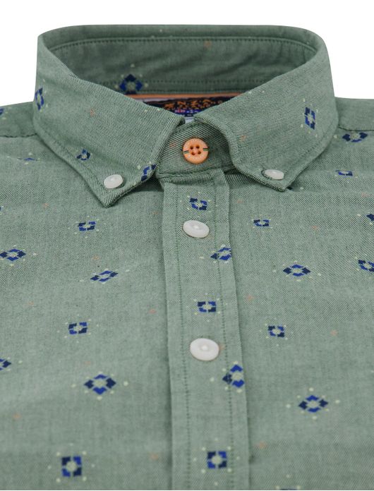 Overhemd groen New Zealand Auckland patroon blauwe details