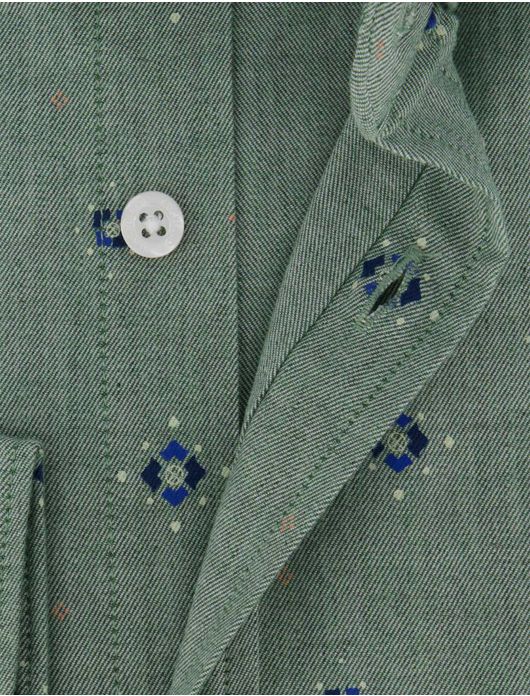 Overhemd groen New Zealand Auckland patroon blauwe details