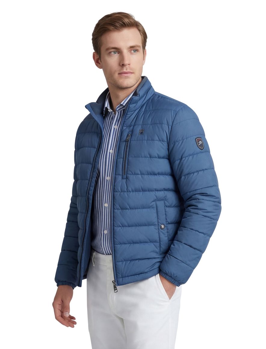 blauwe winterjas Reset normale fit borstzak waterafstotend