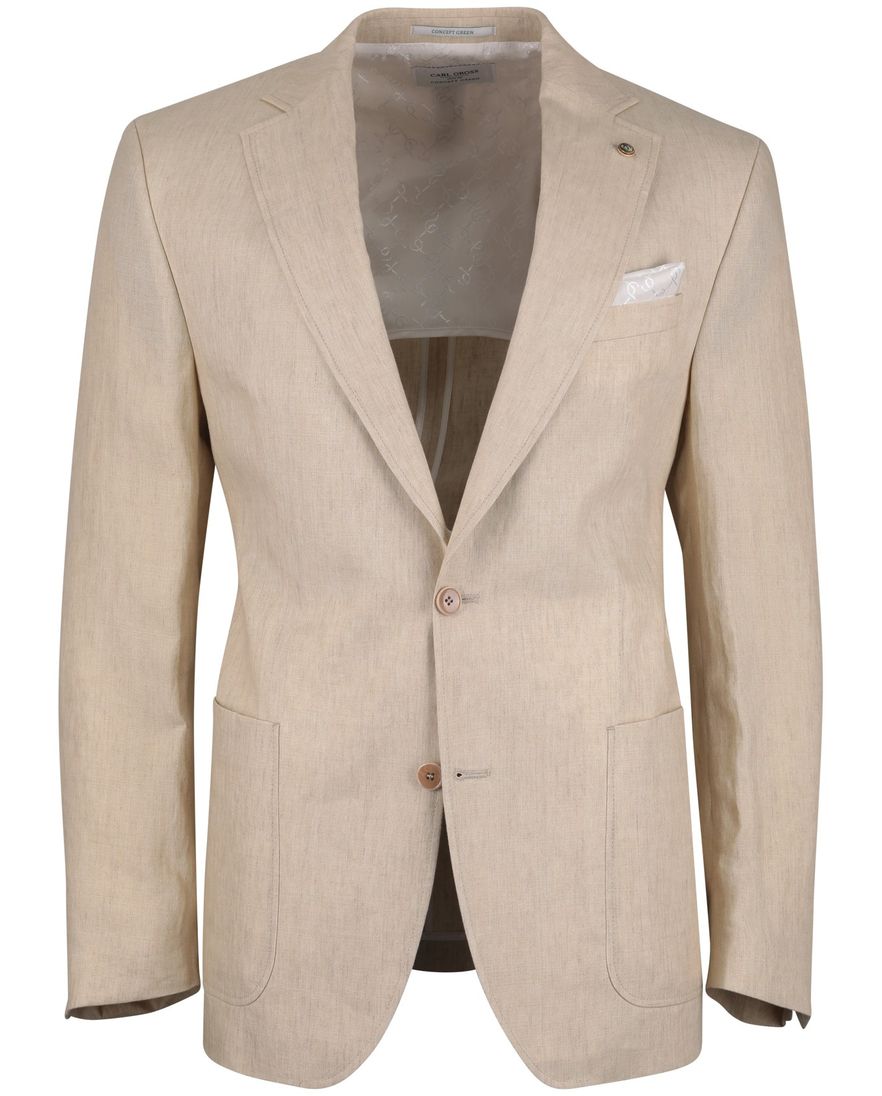 beige gemêleerd colbert Carl Gross linnen met viscose voering