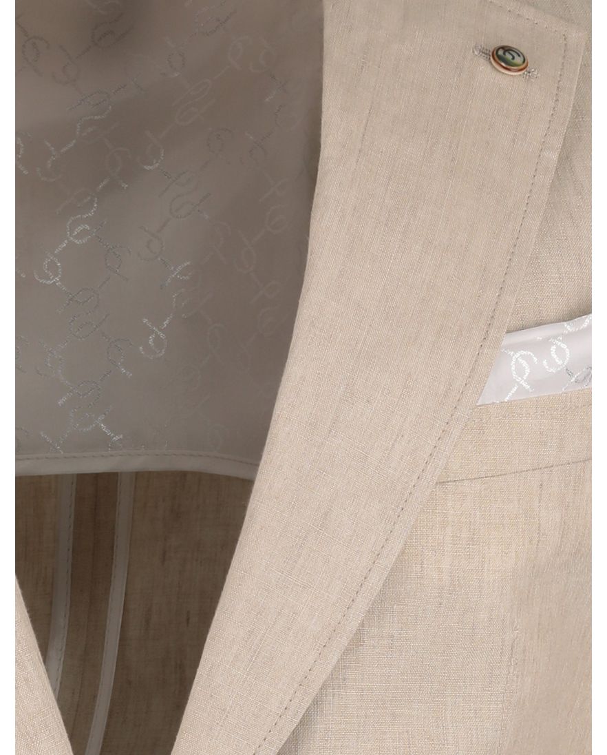 beige gemêleerd colbert Carl Gross linnen met viscose voering