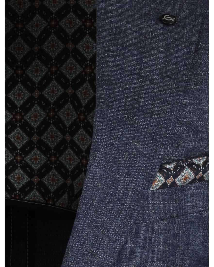 navy gemêleerd colbert Carl Gross polyester met viscose voering