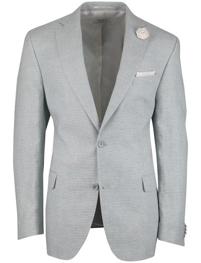 Carl Gross colbert Carl Gross Sakko groen gemeleerd normale fit met bloem