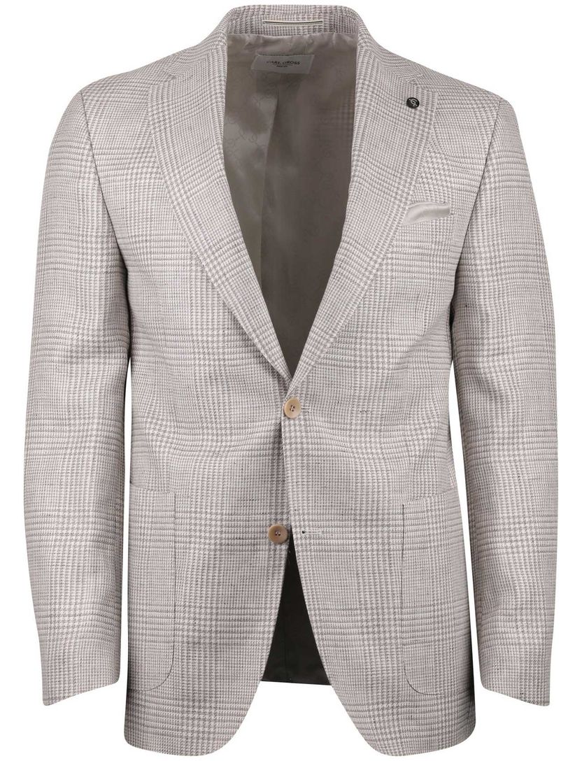 Colbert Carl Gross beige geruit normale fit bruine knopen