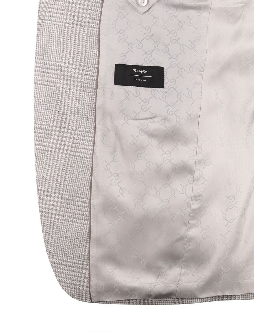 Colbert Carl Gross beige geruit normale fit bruine knopen