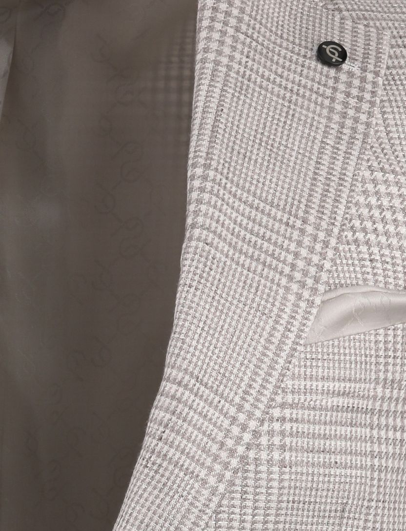 Colbert Carl Gross beige geruit normale fit bruine knopen