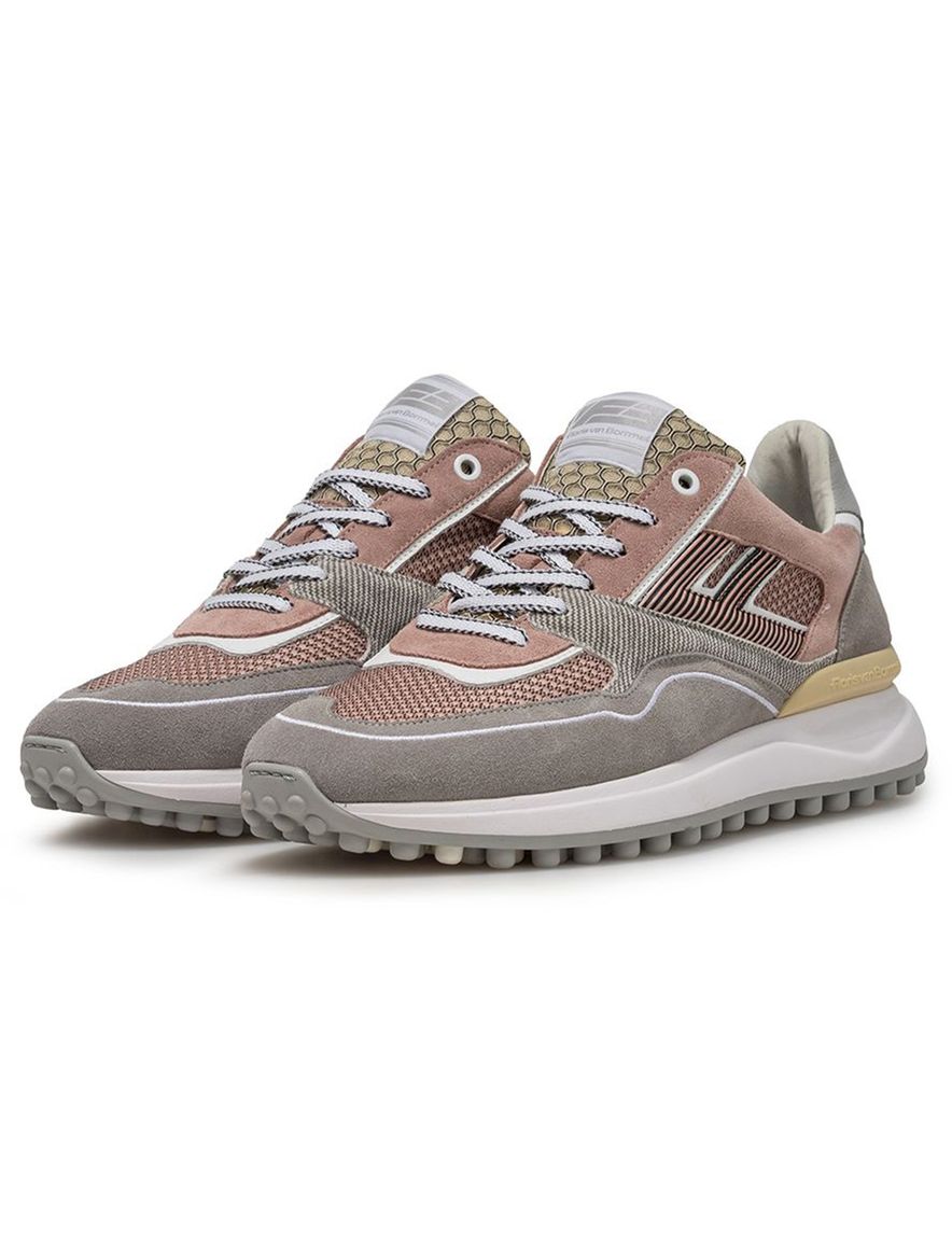 Sneaker Van Bommel bruin beige groen textiel geprint