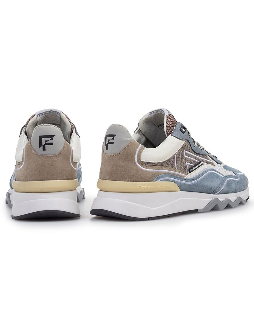 Sneaker Van Bommel lichtblauw beige wit suède geprint