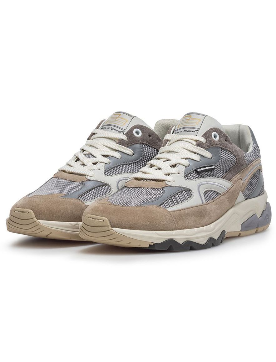Sneaker Van Bommel bruin beige grijs suède geprint