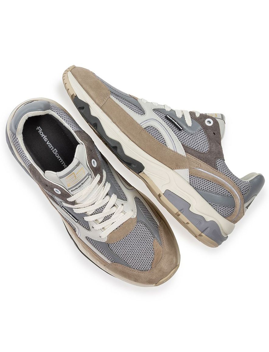 Sneaker Van Bommel bruin beige grijs suède geprint