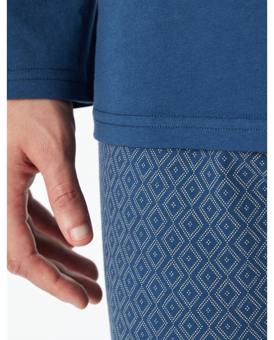 Schiesser pyjama lang blauw met print