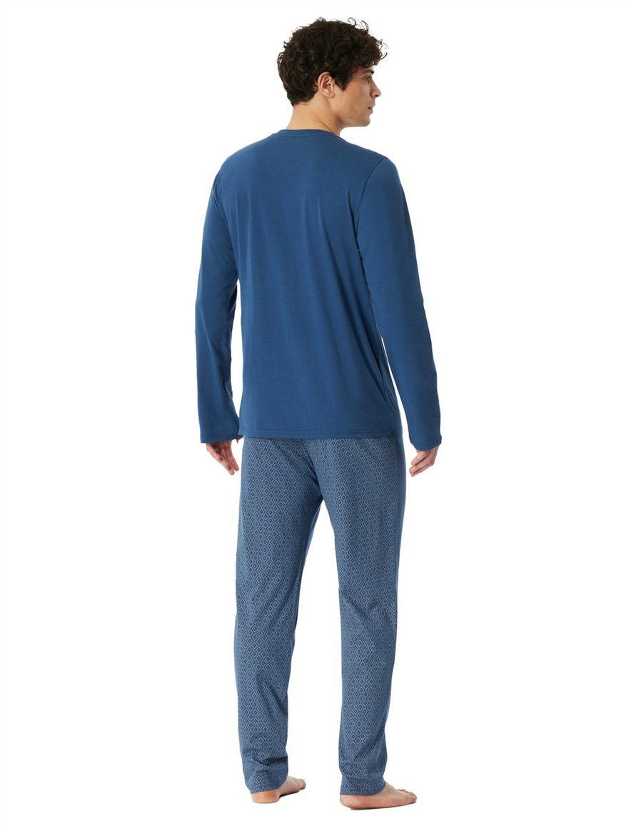 Schiesser pyjama lang blauw met print