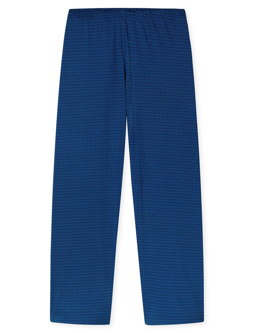 Katoenen Schiesser pyjama blauw geprint borstzak