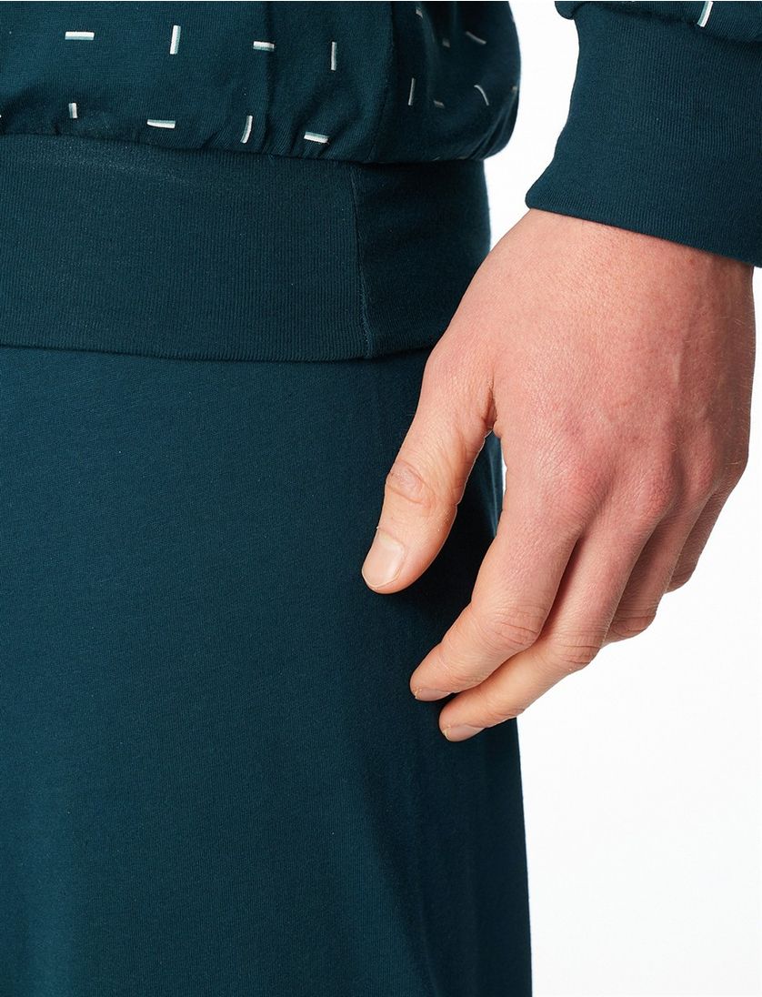 lange pyjame 100% katoen Schiesser groen geprint