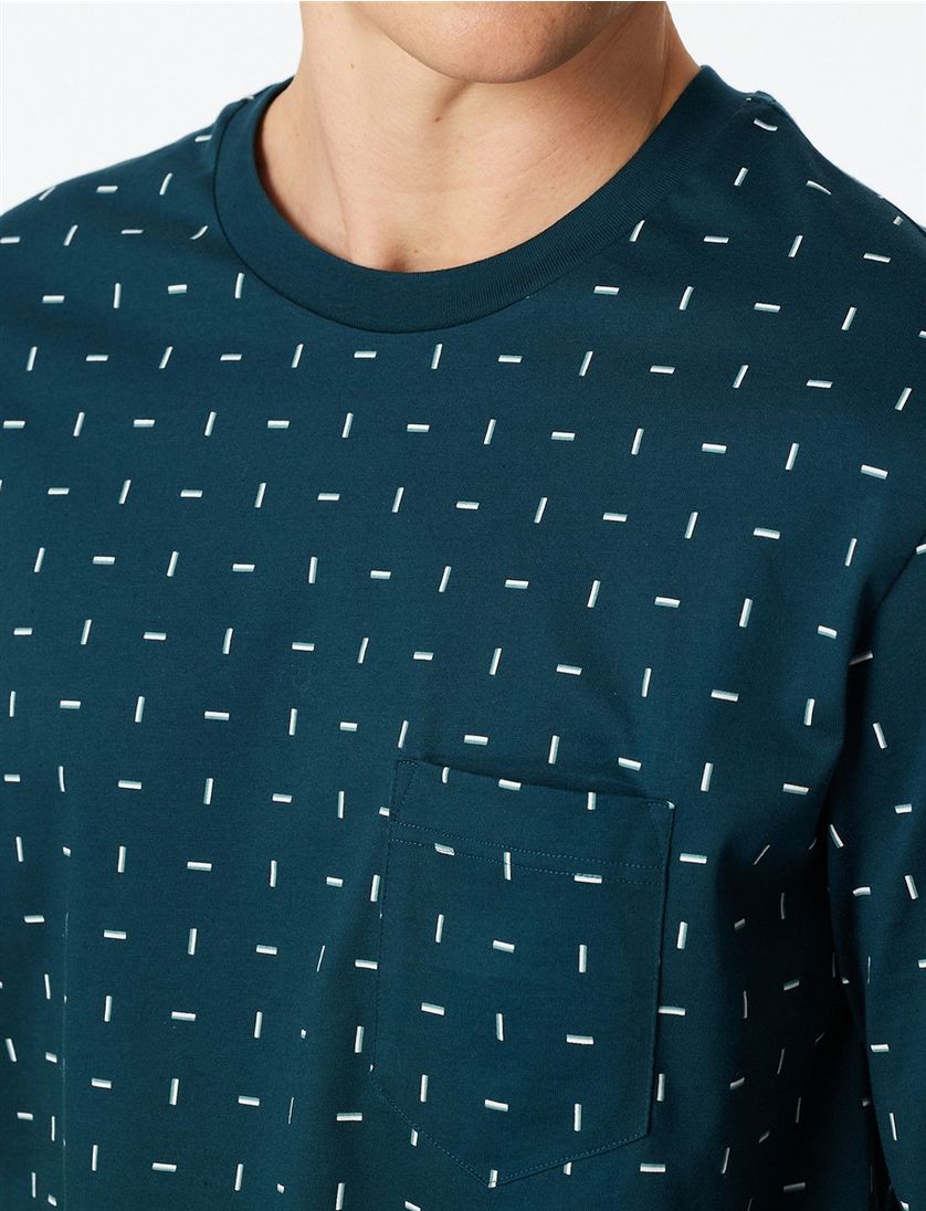 lange pyjame 100% katoen Schiesser groen geprint