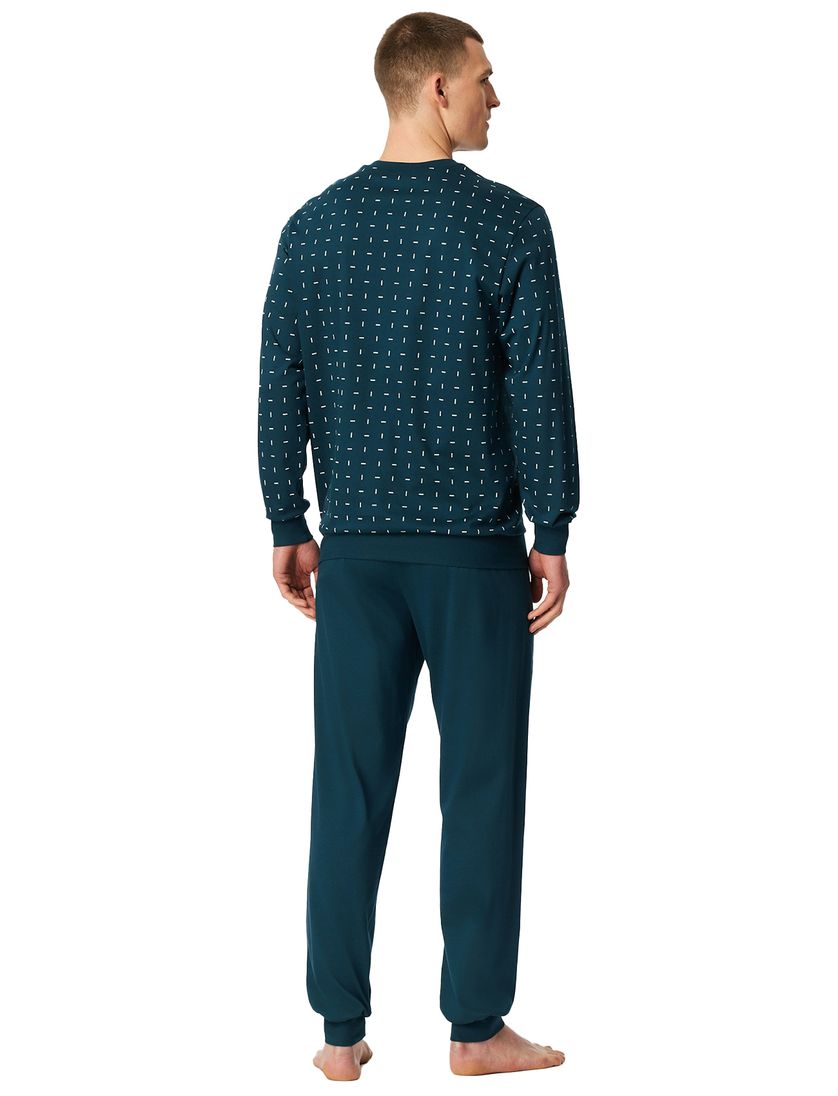 lange pyjame 100% katoen Schiesser groen geprint