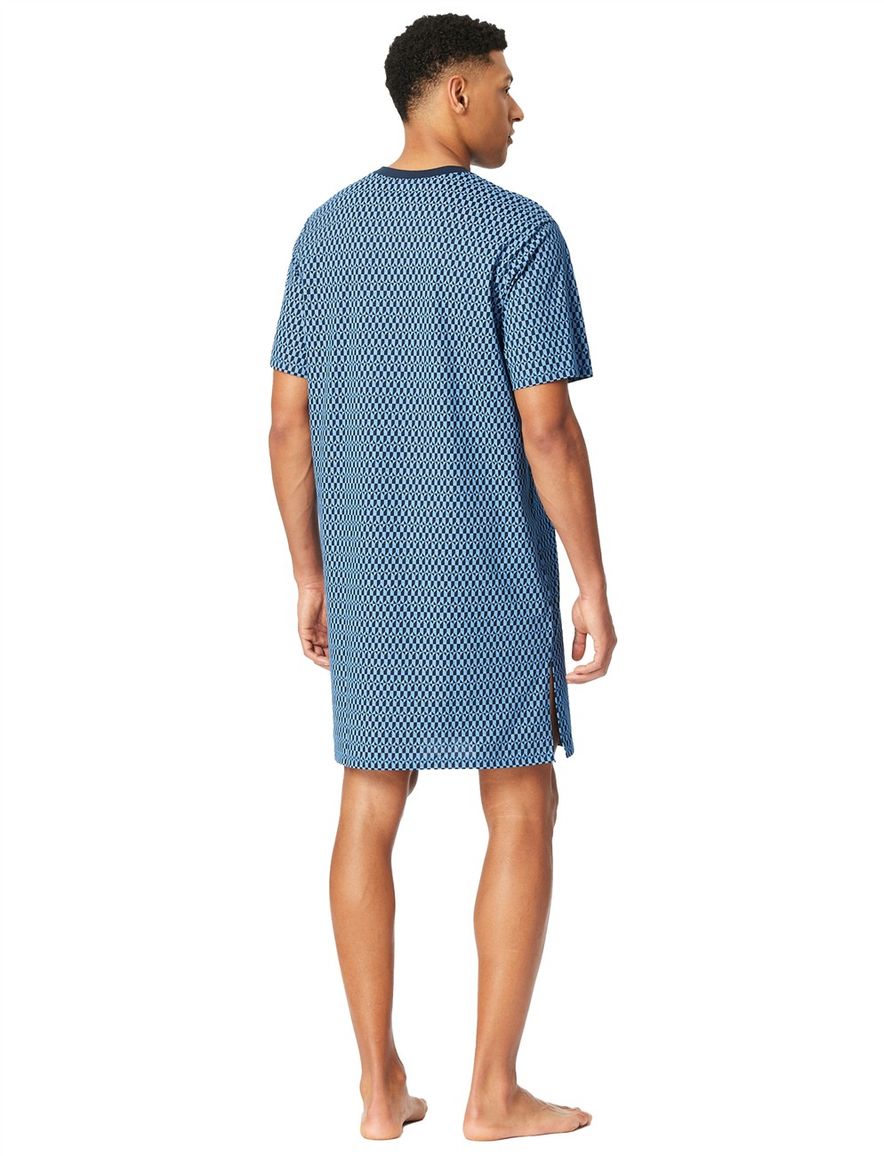 Schiesser nachthemd blauw met print Comfort Nightwear