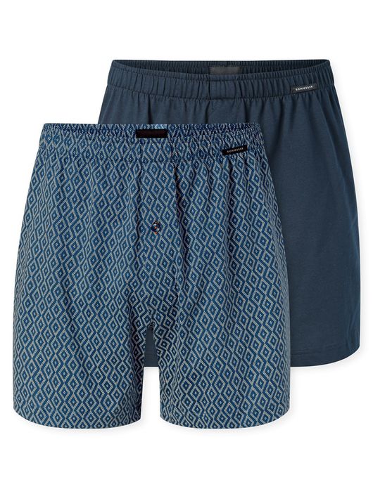 Schiesser boxershorts blauw geprint 2 pack