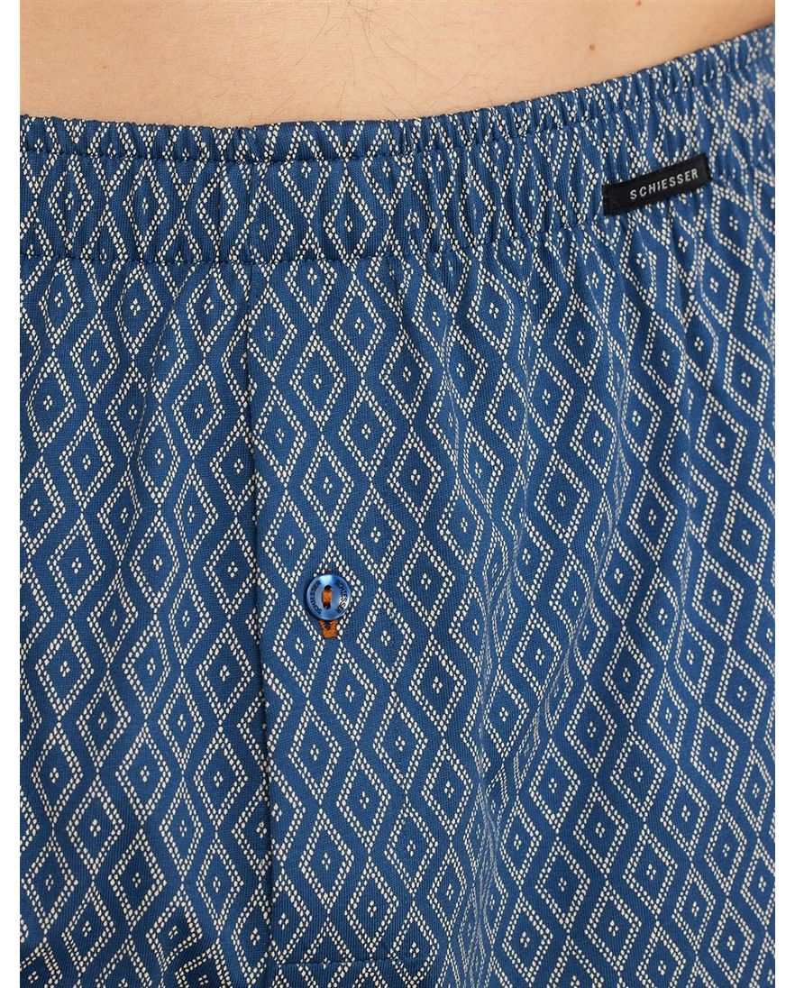 blauw met print Schiesser boxershort 2-pack 100% katoen