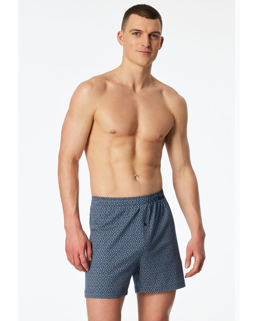 blauw met print Schiesser boxershort 2-pack 100% katoen