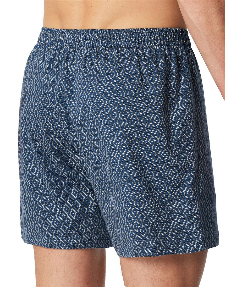 blauw met print Schiesser boxershort 2-pack 100% katoen
