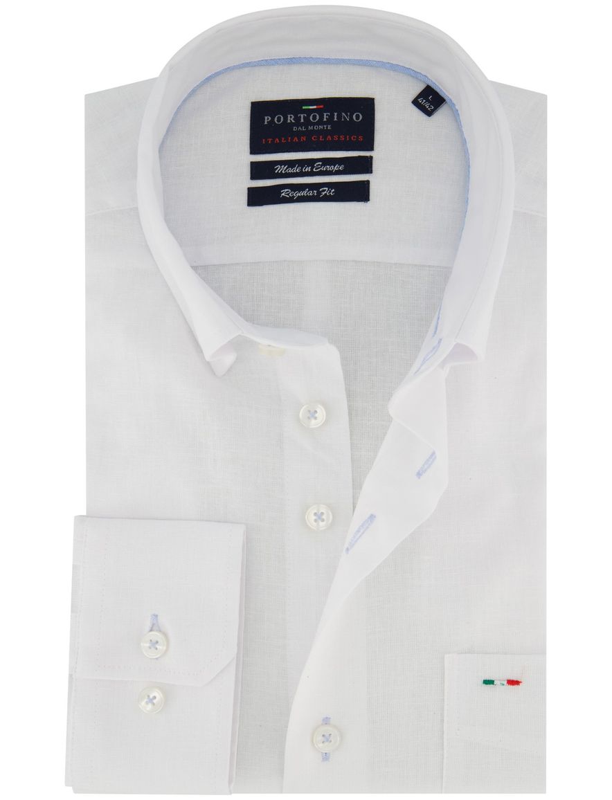Portofino overhemd linnenblend wit button down boord