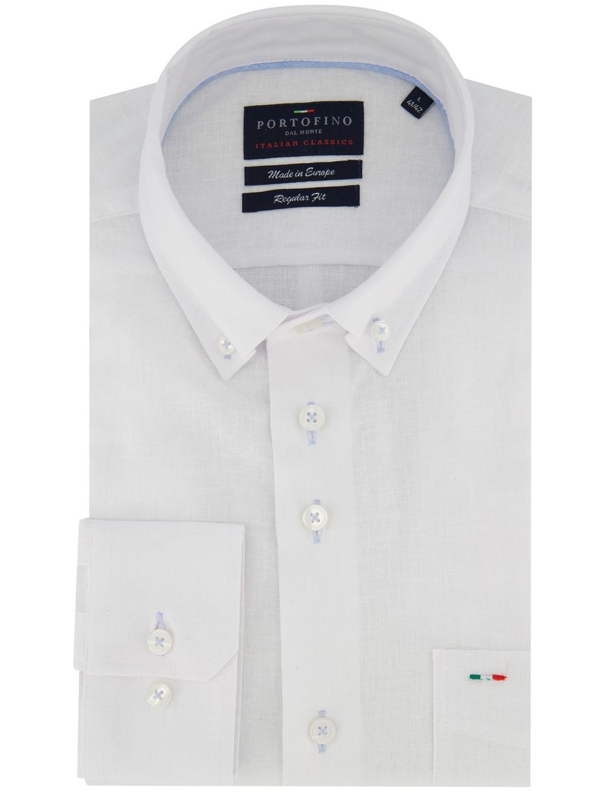 Portofino overhemd linnenblend wit button down boord