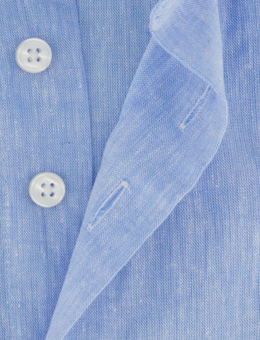 Portofino overhemd button down lichtblauw linnen Regular Fit