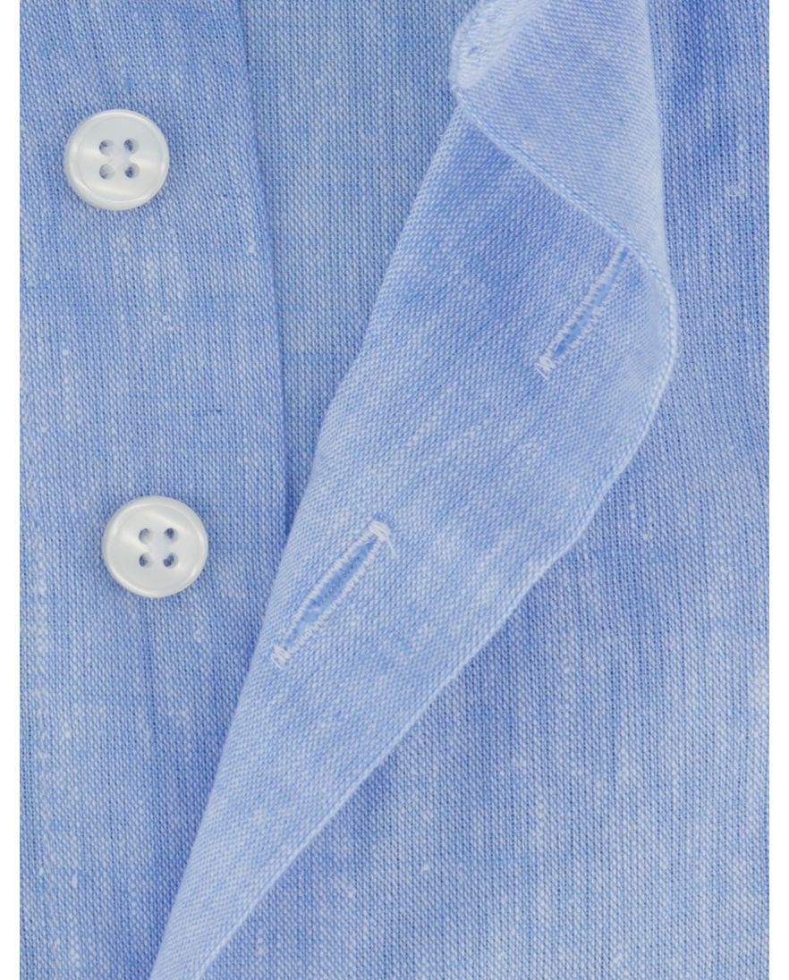 Portofino overhemd Regular Fit lichtblauw linnen borstzak