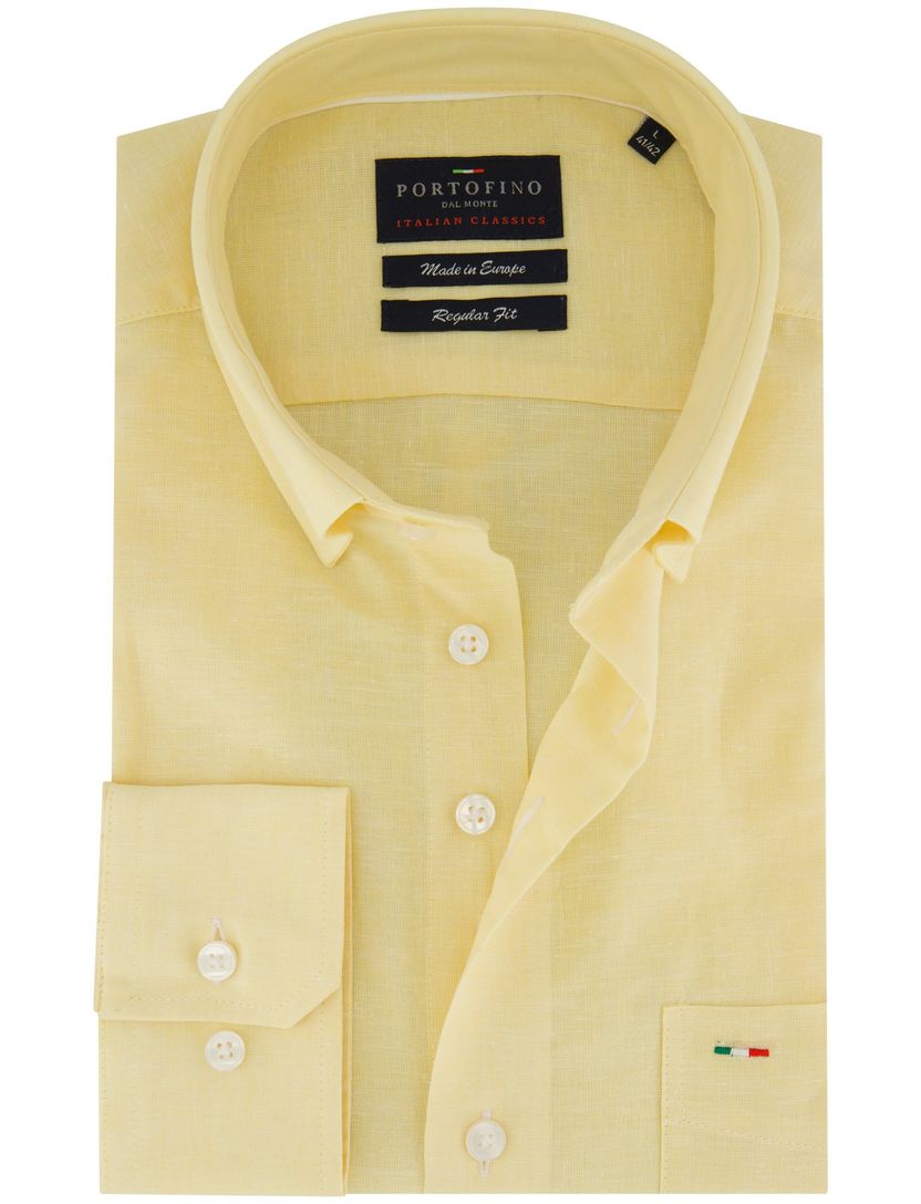 Overhemd Portofino Regular fit geel gemeleerd