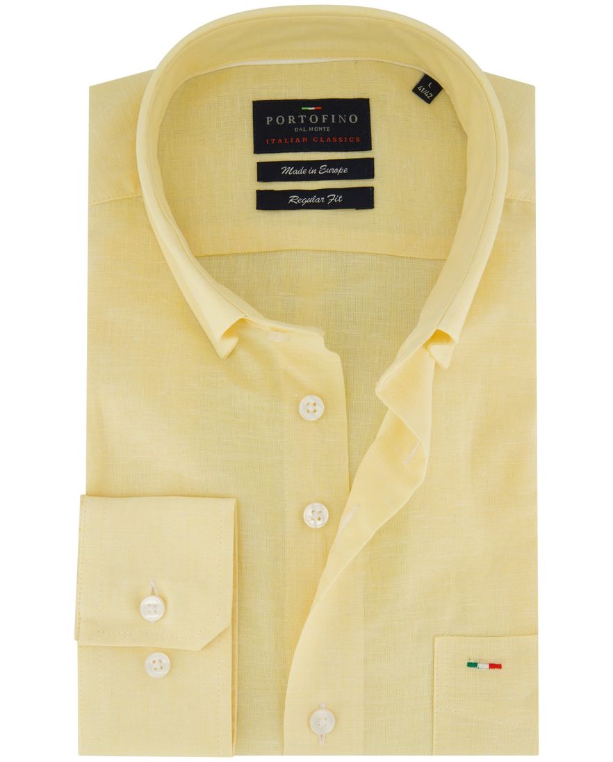 Portofino overhemd geel gemeleerd Regular Fit