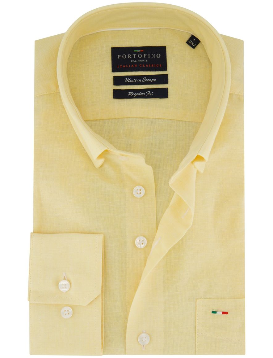 Portofino overhemd geel gemeleerd Regular Fit
