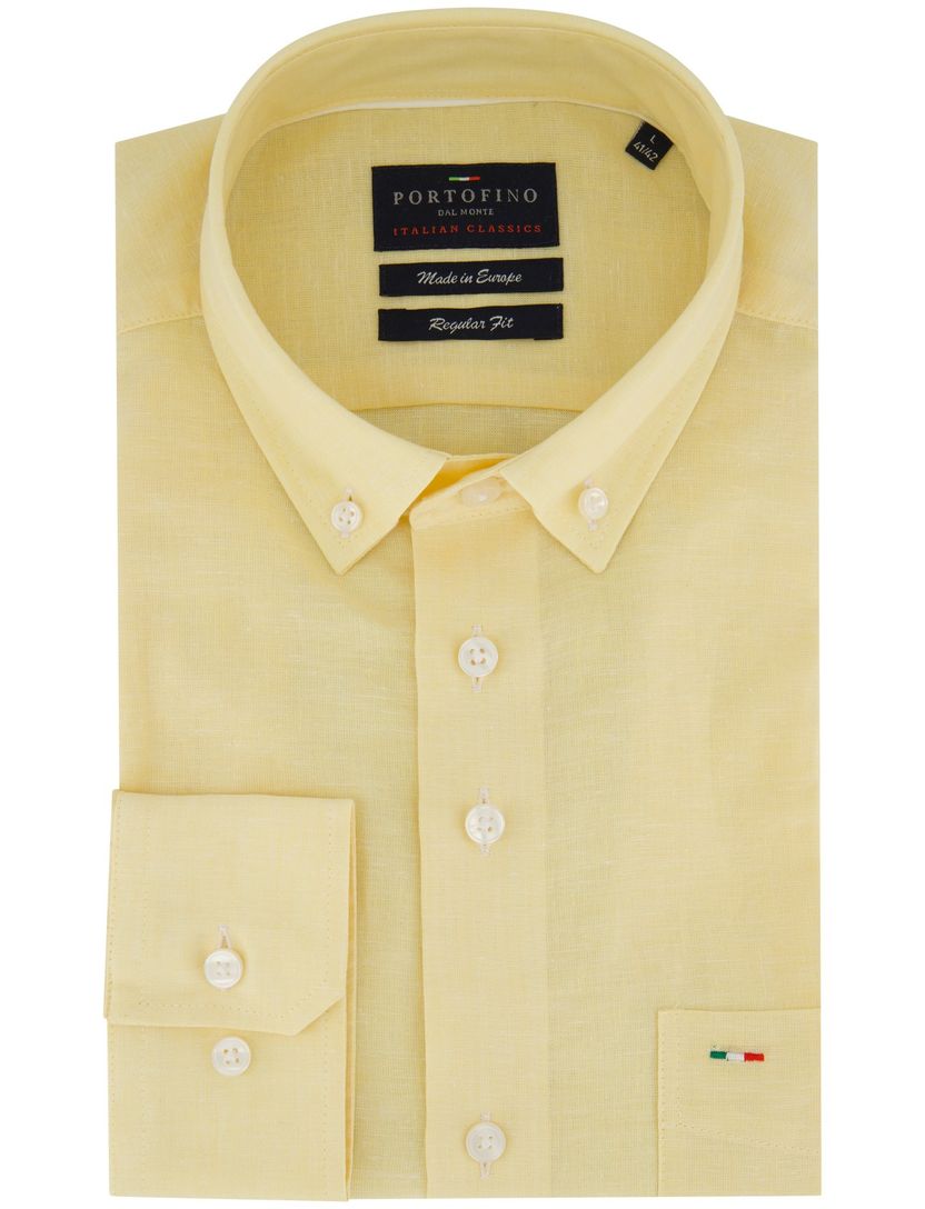 Overhemd Portofino Regular fit geel gemeleerd