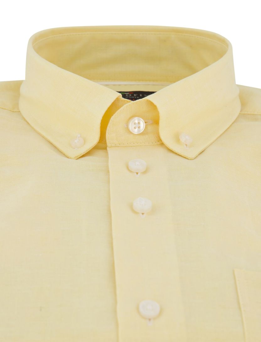 Overhemd Portofino Regular fit geel gemeleerd