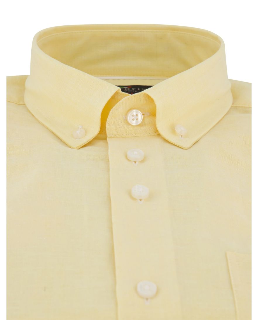 Portofino overhemd geel gemeleerd Regular Fit